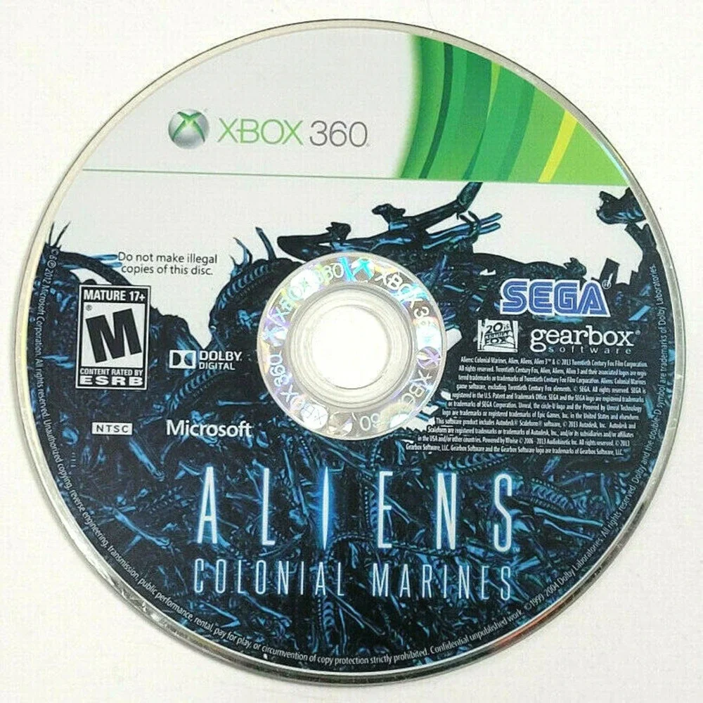ALIENS COLONIAL MARINES ‎ - XBOX 360 GAME - GAME DISC ONLY! SEGA